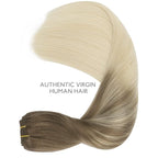 WENNALIFE Clip in Hair Extensions Real Human Hair, 16 Inch 150g 9pcs Human Hair Extensions Clip In, Ombre Sandy Brown to Platinum Blonde Hair Extensions Clip In Real Remy Human Hair