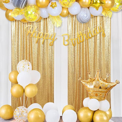 Poise3EHome Gold Sequin Backdrop Curtain, 2 Panels 2Ft x 8Ft Glitter - Image 2