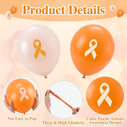 100 PCS Ribbon Awareness Balloons Decorations 12 Inch Ribbon Latex Balloons Arch - Image 3