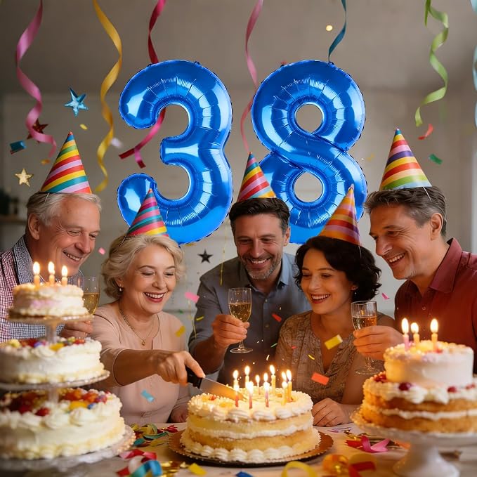 40 Inch Number 38 Balloons for 38th Birthday Party Decorations, 0-100 Dark Blue - Image 2