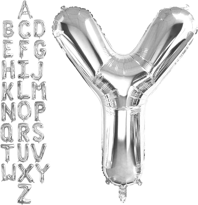 40 Inch Silver Letter Y Balloons, DIY Phrase Foil Alphabet Letter Y Balloons by LHOAVWE
