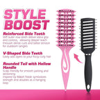Candy Brush Curl Defining Vented Hair Brush for Effortlessly Blow Drying Detangling and Shaping and Styling, Airflow Wet Hair Brush for All Hair Types for Women and Men, Anti-Pull & Frizz, Pink