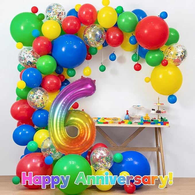 Rainbow Number 6 Balloon 40 Inch, Big Large Foil Number Balloons, Gradient - Image 6