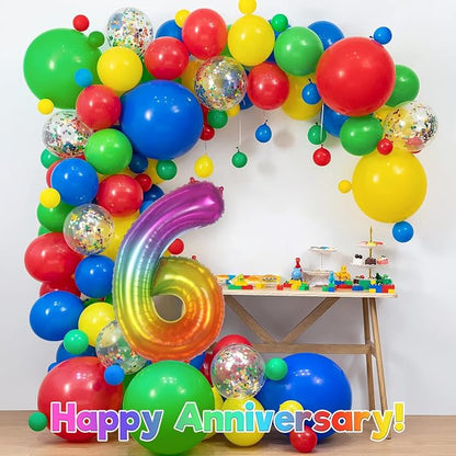Rainbow Number 6 Balloon 40 Inch, Big Large Foil Number Balloons, Gradient - Image 6