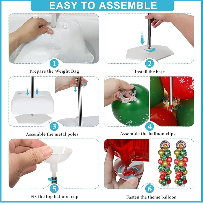 2 Set Balloon Column Stand Kit for Floor, VETOGETHER 2025 Updated Balloon Tower - Image 7
