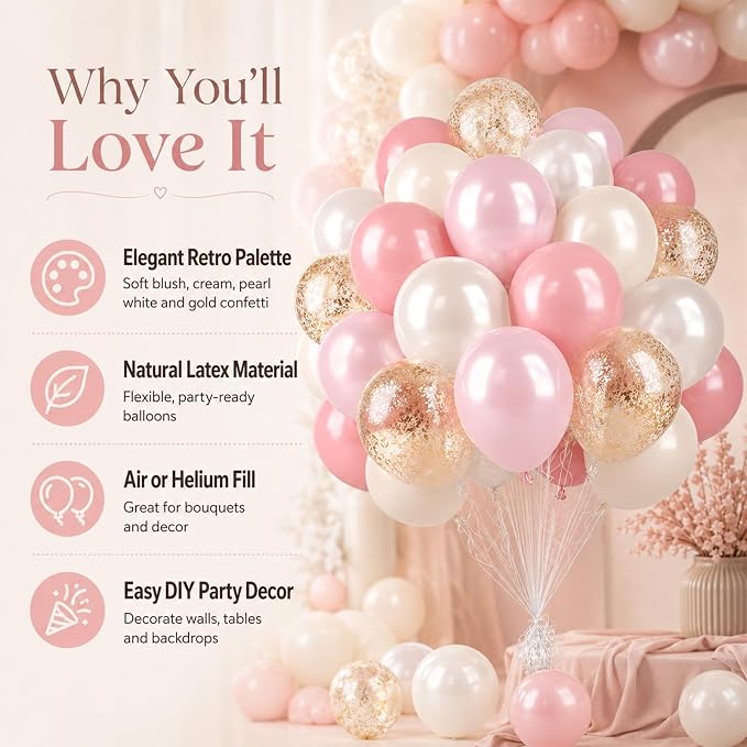 Biapian Pink And Gold Balloons - Image 2