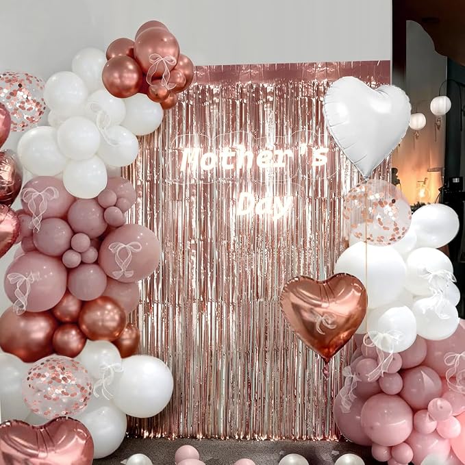 157PCS Rose Gold Dusty Pink and White Balloons - Image 5