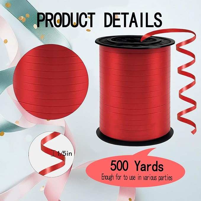 Red Curling Ribbon, 500 Yards Ribbons - Image 2