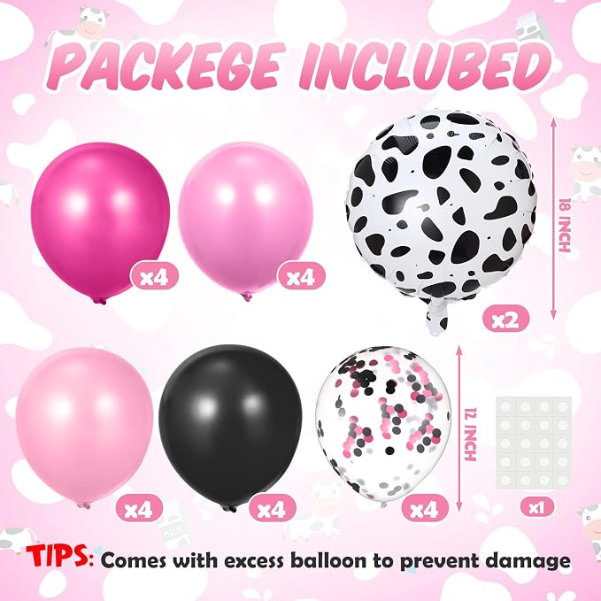 2 Sets Pink Cow Birthday Party Decorations Cowgirl Table Centerpiece Rose Red - Image 2