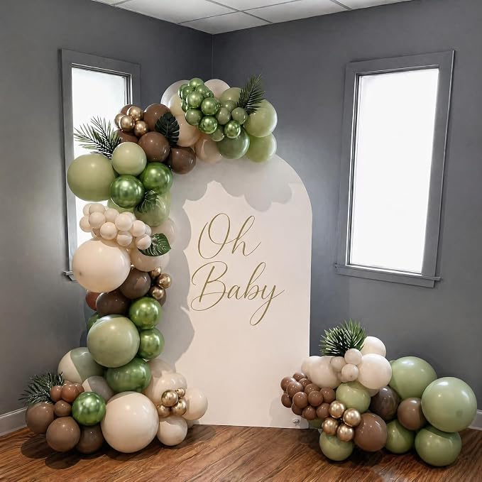 Sage Green Brown Balloons for Jungle Safari Baby Shower Decoration | 60Pcs - Image 3