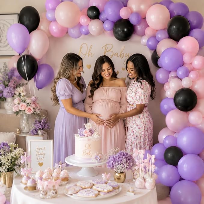 Pink Purple Black Balloons - Image 4