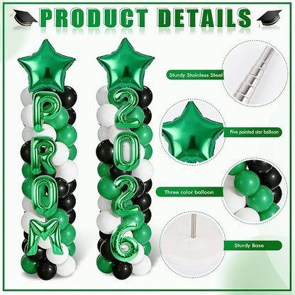2 Set Green White Black Balloons Column Stand Kit Adjustable Tower Stand from - Image 2