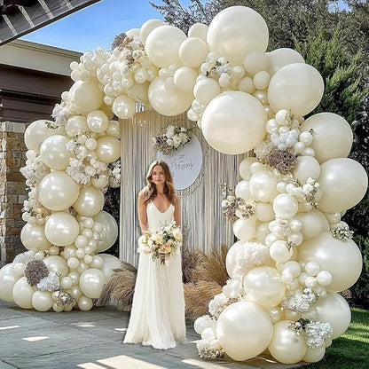 Pearl White Balloon Arch Double Stuffed Pearl White Sand Balloon Garland Kit - Image 7