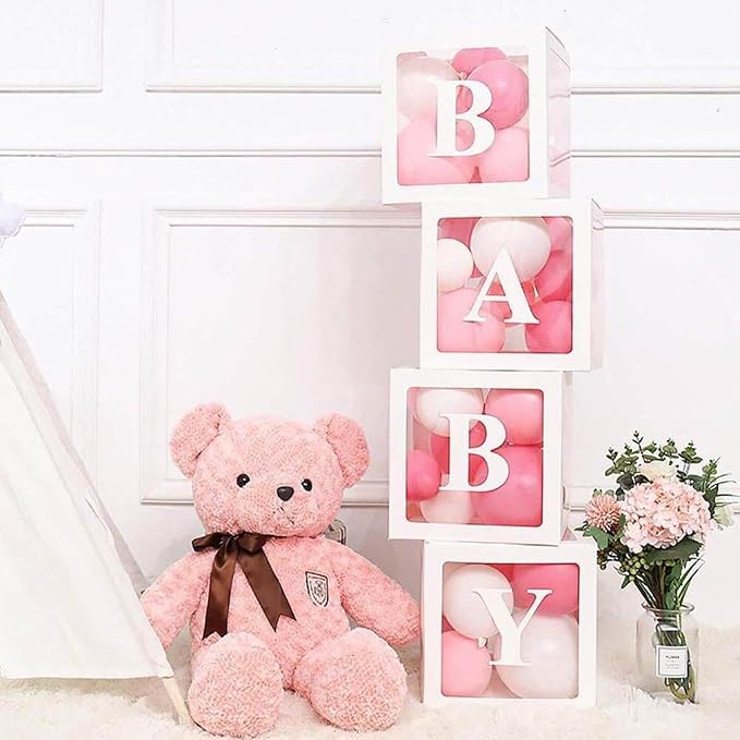 Baby Boxes with 4 Letters, 40 Pink Balloon - Image 6