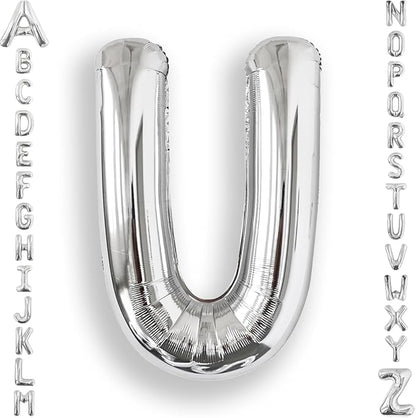 AULE 40 Inch Silver U Balloon Letter Foil A-Z Birthday Big Alphabet | Birthday by AULE