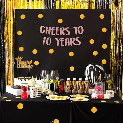 Pre-Strung Cheers to 10 Years Rose Gold Glitter Banner - Image 6