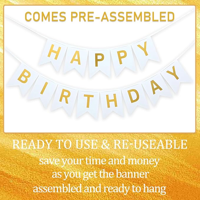 White Happy Birthday Banner - Image 3