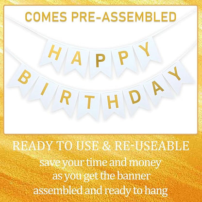 White Happy Birthday Banner - Image 3