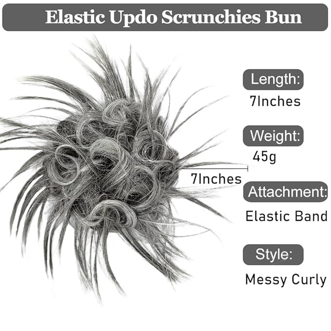 HMD Tousled Updo Messy Bun Hair Piece Hair Extension Ponytail With Elastic Rubber Band Updo Bun Synthetic Hairpieces for Women