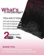 Moresoo Seamless Clip in Hair Extensions Burgundy Balayage Seamless Hair Extensions Clip ins Human Hair Black to Wine Red Ombre Human Hair Clip in Extensions Black to Burgundy 120g 7pcs 20inch