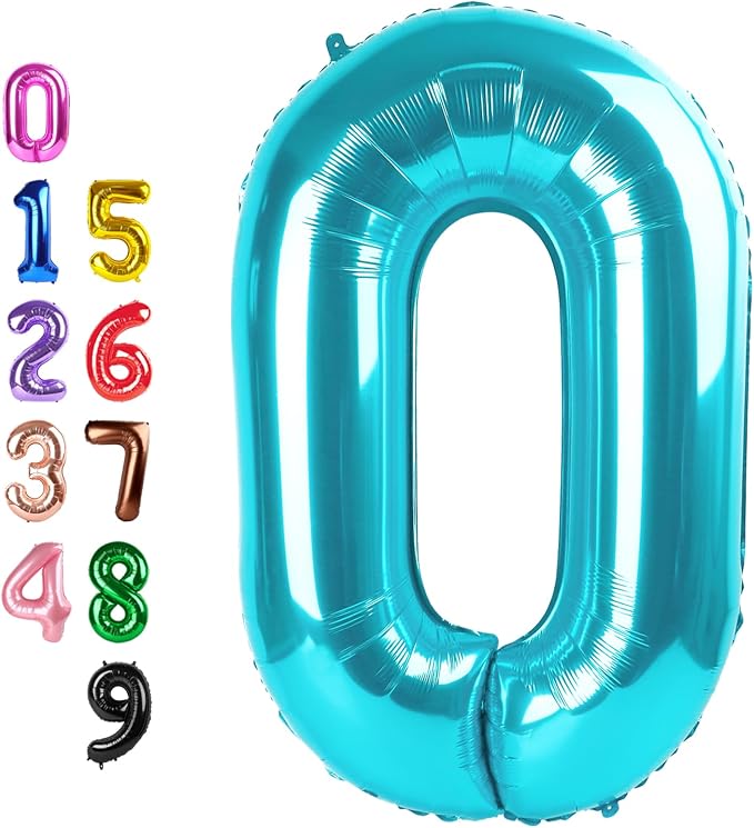 Number Balloons 0 Balloon 40 inch Light Blue by Enyeopd