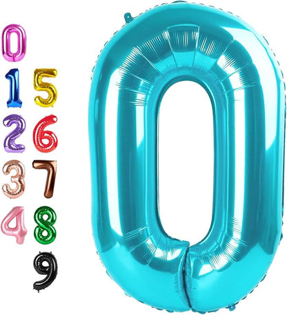 Number Balloons 0 Balloon 40 inch Light Blue by Enyeopd