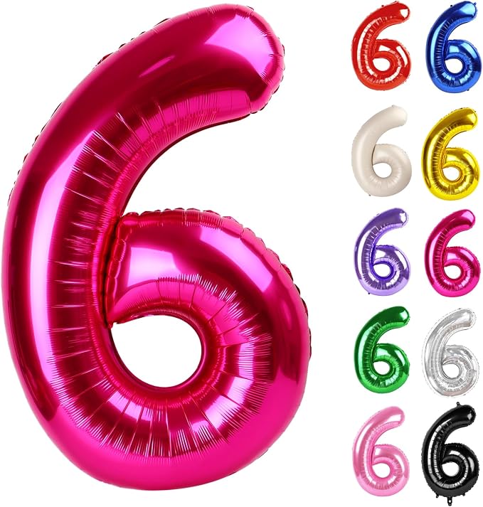 Hot Pink Number 6 Balloon 40 Inch by IWERP