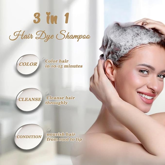 Brown Hair Dye Shampoo, Hair Color Shampoo for Women Men, Long Lasting Brown Hair Shampoo, Colors in Minutes, Champu Para Canas, Easy to Use