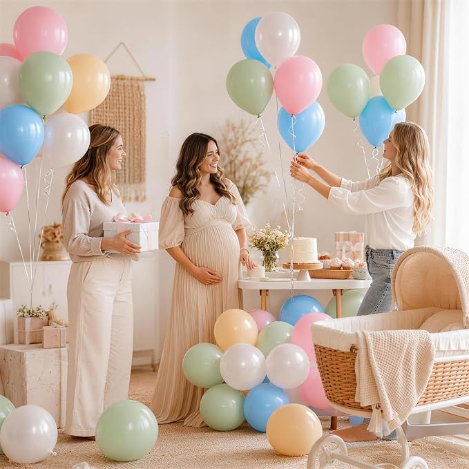 Pink Blue Green Balloons, 12 Inch 50pcs Pastel Light Baby Pink Blue Sage Dusty - Image 6