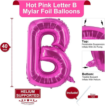Lovoir 40 Inch Large Hot Pink Letter B Balloons Big Size Jumbo Mylar Foil - Image 2