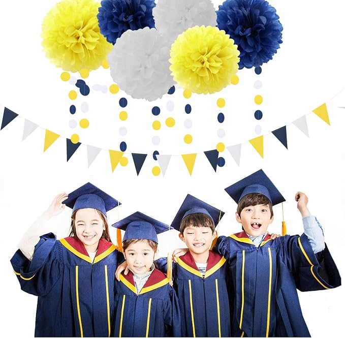 Navy-Blue White-Yellow Graduation Party Decorations - Image 7
