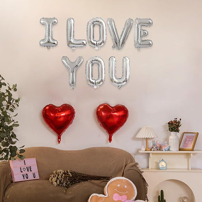 2 Set 16Pcs Silver I LOVE YOU Letter Balloons 16in Balloon Foil Letter - Image 5