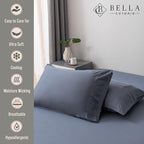 Bella Coterie | Luxury Bamboo Viscose King Size Pillowcase Set | 100% Organically Grown | Ultra Soft | Cooling | 2 Pcs [Slate Blue]