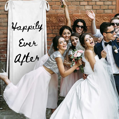 Yousoontic Happily Ever After Linen Rustic Wedding Welcome Banner Plain - Image 3