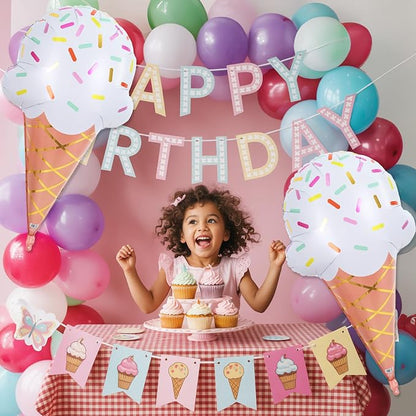 32 Inch Large Ice Cream Balloons Cone Kit, Giant Sweet Ice Cream Sprinkle Foil - Image 3