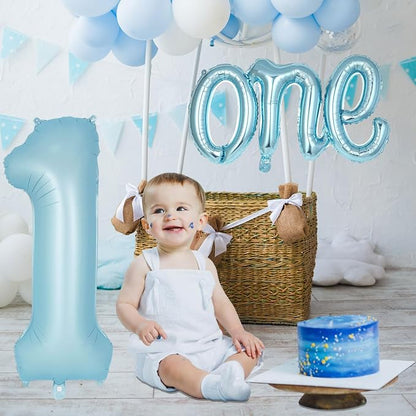 2 Pcs One Balloon Set, 40 Inch Number 1 Balloon and 41 Inch Script Letter One - Image 4