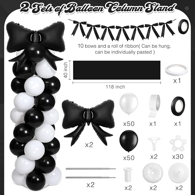 2 Sets Christmas Decor Bow Theme Balloon Column Stand Kit Decorations Bow - Image 2