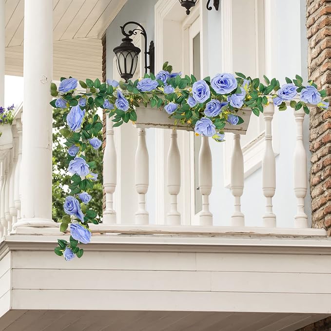 TELDRASSIL 4Pcs Artificial Rose Vine Fake Flower Garland Fake Silk Rose Hanging - Image 7