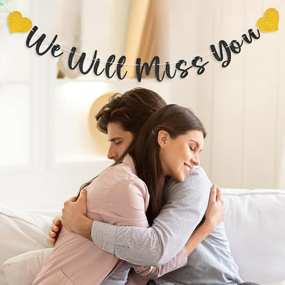 Glitter Black We Will Miss You Banner Goodbye Retirement Party Banner - Image 6