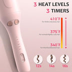 Ufree Automatic Rotating Curling Iron, 1 Inch Ceramic Curling Wand, 1-Click Hair Curler with 3 Heat & Timers, Anti-Scald Design, 1M Ionic Care, Dual Voltage for Travel Beach Waves, Pink