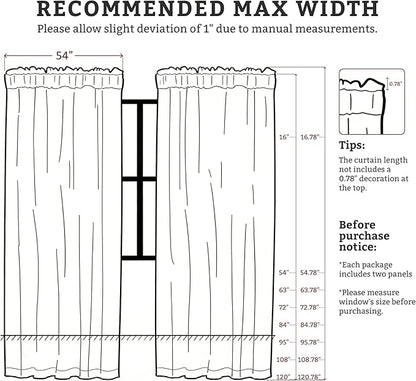 White Sheer Curtains Boho Leaf Floral Embroidered 54Wx102L | Light Filtering - Image 2