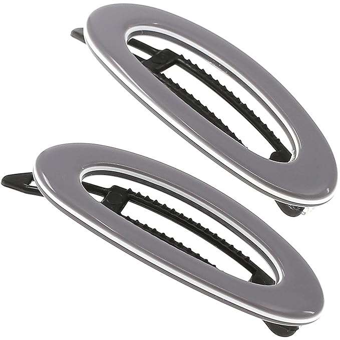 Camila Paris CP3368 French Hair Barrette Clip for Women, Handmade, Gray White, Side Slide-in Metal-Free Closure Strong Hold Grip Hair Clips for Girls, No Slip Durable Hair Accessories, Made in France