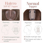Hairro 100% Human Hair Topper No Bangs, Real Clip in Hair Hairpieces for Women, 3.94x4.72" Silk Base for Thinning Receding High Hairline, 10 Inch Natural Black to Blonde Middle Part