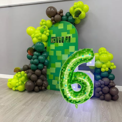 Gaint Green Pixel Number 6 Balloon, Dark Kelly Green Self Inflating 6 Balloons - Image 6