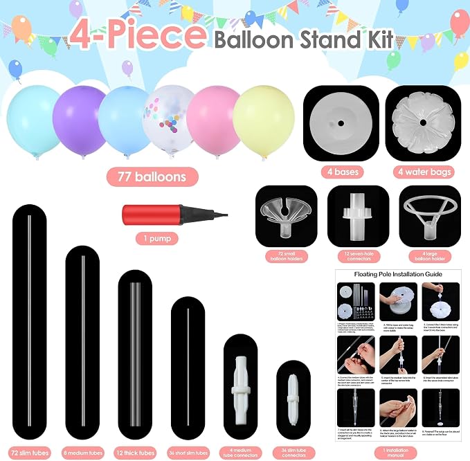 Aneco 4 Set Pastel Balloon Stand Kit - Image 3
