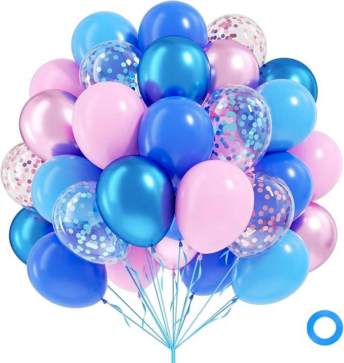 60pcs Pink and Blue Balloons 12inch by Leraqertra