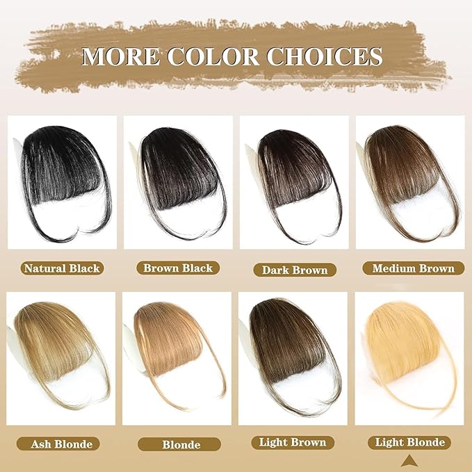 NAYOO Bangs Hair Clip - Light Blonde Fake Bangs 100% Real Human Hair Extensions Wispy Bangs for Women Fringe with Temples Hairpieces Curved Bangs for Daily Wear