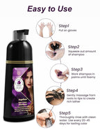 Hair Dye Shampoo 3 in 1, Natural Hair Dye to Cover Gray Hair, 400 ML, Purple