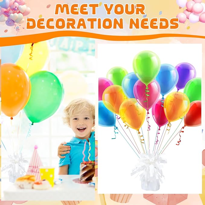8 Pcs White Metallic Balloon Weights Holder Anchors Balloon Holder Weights - Image 6