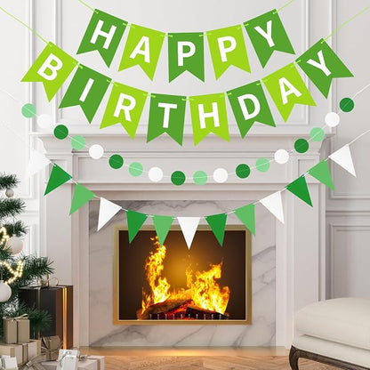 Green Happy Birthday Banner, Happy Birthday Decorations Hanging Birthday Sign - Image 7
